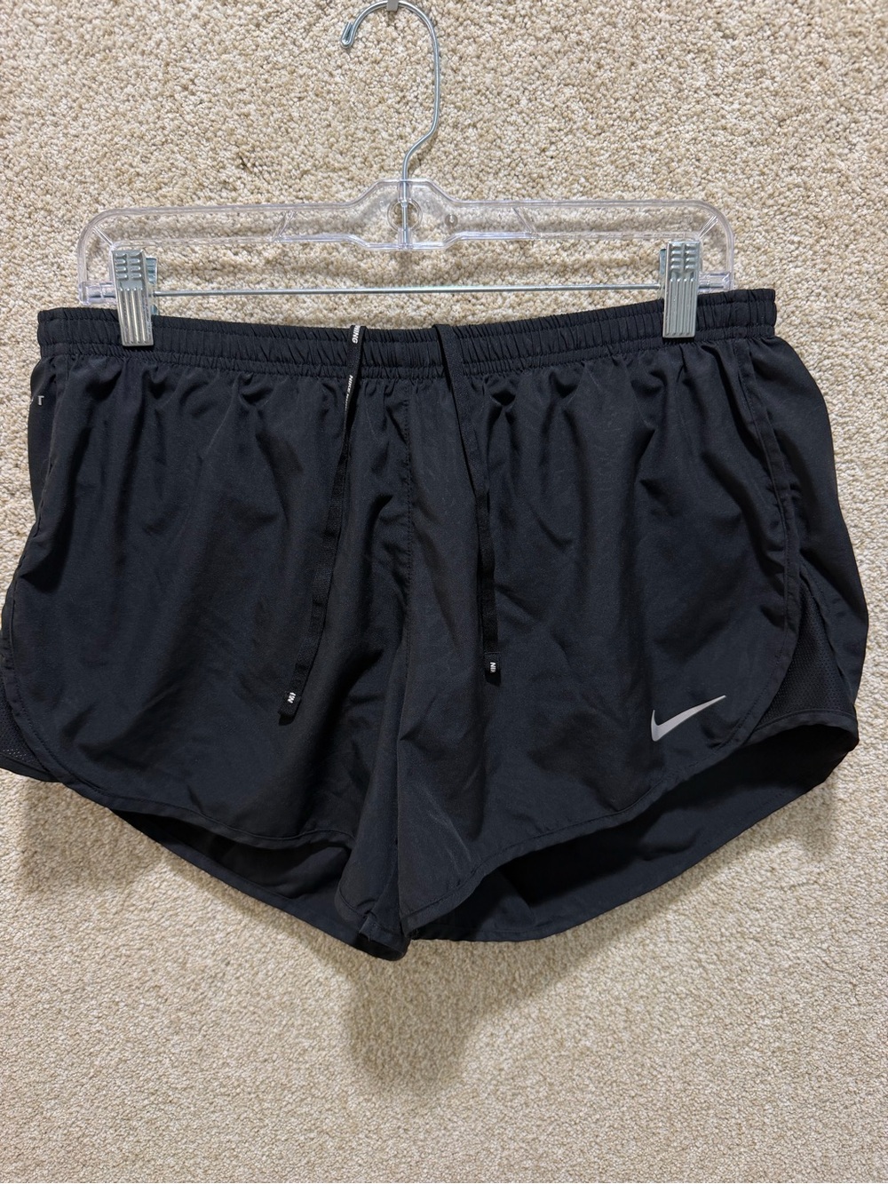Nike black dri fit shorts back pocket large lined athleisure gym workout running